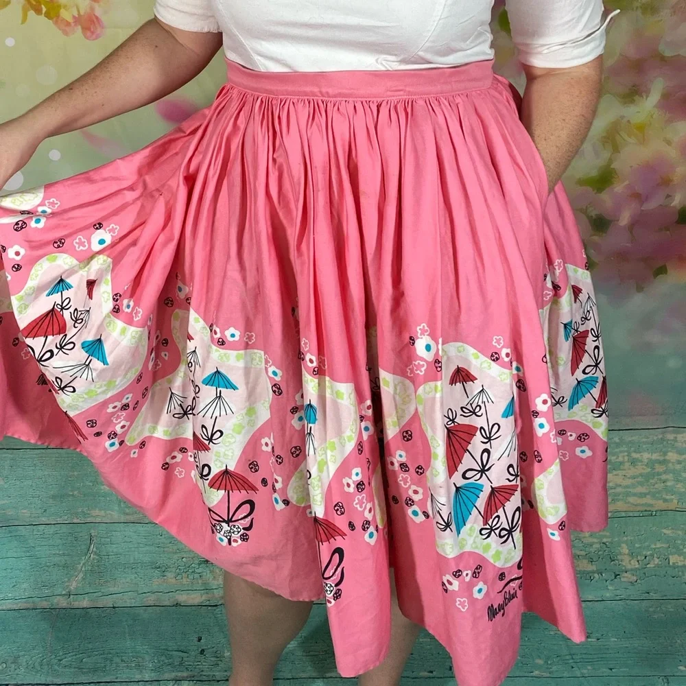 Pinup Couture Mary Blair Pink Umbrellas w/pockets - Picture 4 of 4